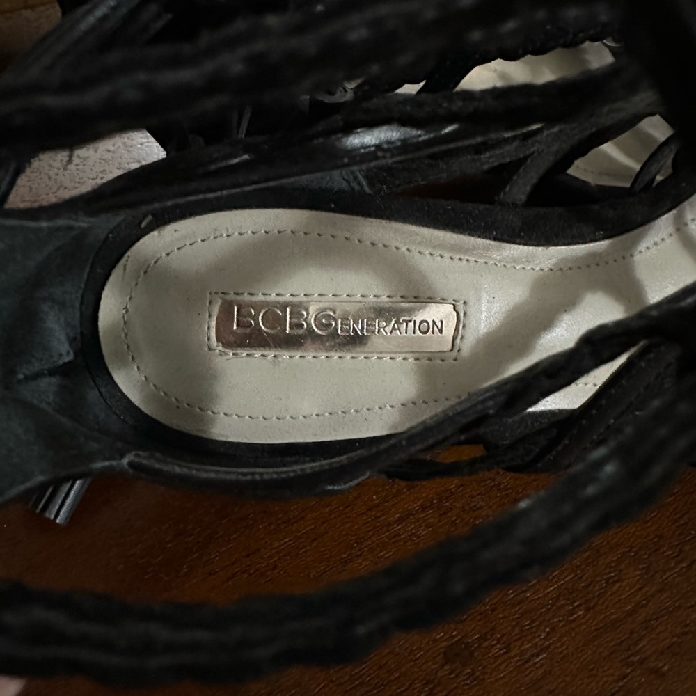 Bcbgeneration Black Strappy Gladiator Wedges Size… - image 4